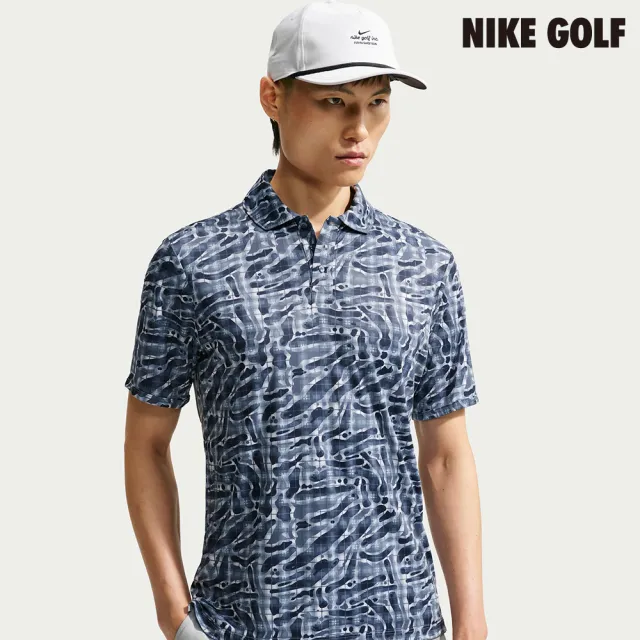 【NIKE GOLF】Nike Par 男款 Dri-FIT 格紋迷彩印花高爾夫有領衫 藍色(IO0692-491)