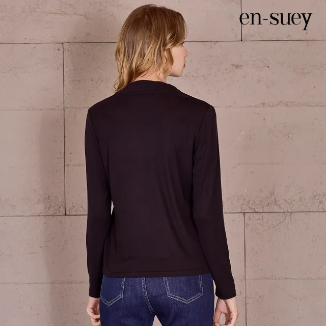 【en-suey 銀穗】EU領巾式彈性T恤上衣-女