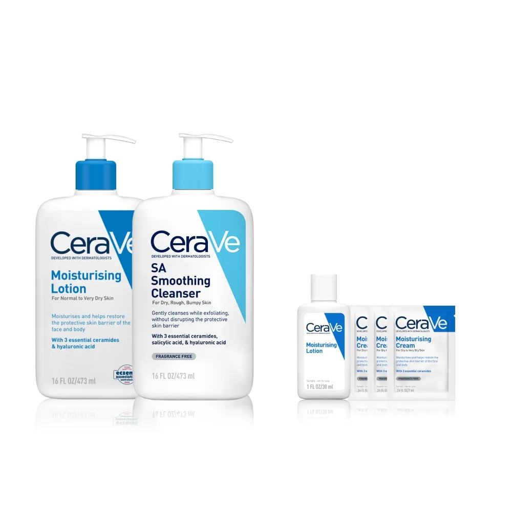 【CeraVe 適樂膚】角質代謝嫩膚組★長效清爽保濕乳 473ml+水楊酸煥膚淨嫩潔膚露 473ml(改善乾燥粗糙顆粒)