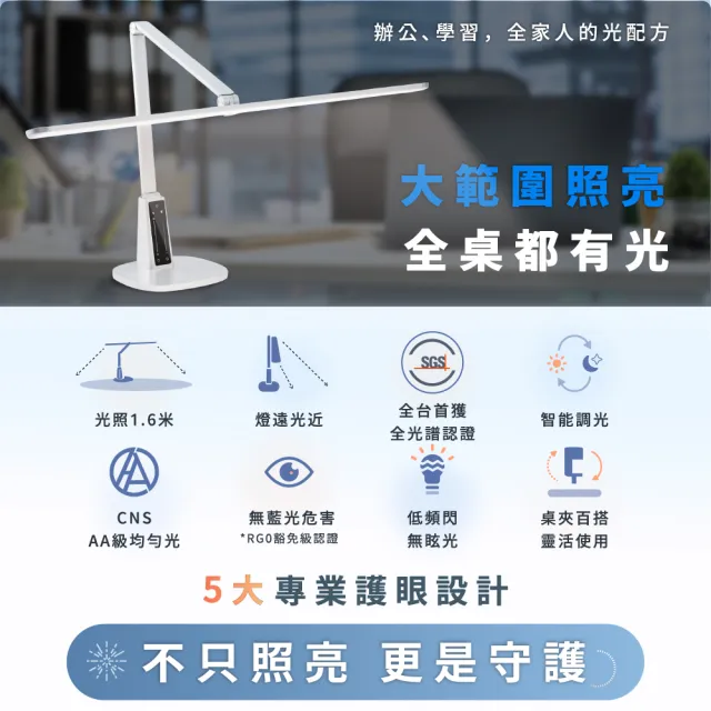 【Philips 飛利浦】FDS711 A4L 大銀亮智能LED護眼檯燈(全台首獲全光譜認證 嘖嘖募資破百萬)