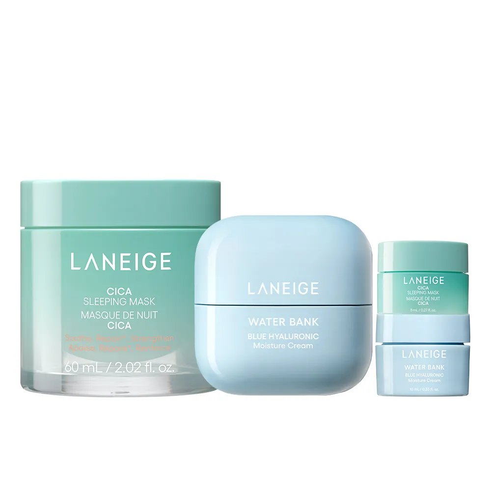 【LANEIGE 蘭芝】官方直營 日夜水潤修護組 超修護面膜60ml+保濕霜50ml(蘭芝 修護霜 乳霜 面膜)