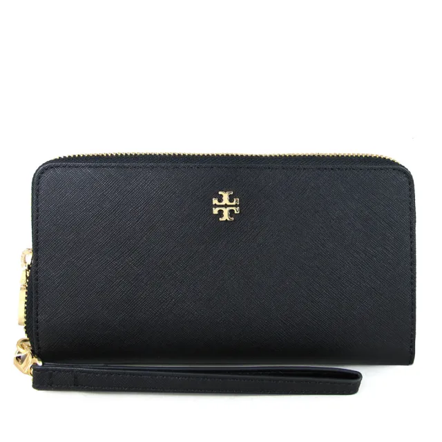 【TORY BURCH】EMERSON立體LOGO防刮皮革手拿護照長夾-黑色