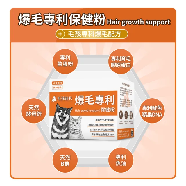 【毛孩時代】爆毛專利保健粉x5盒(貓狗保健食品/貓狗爆毛保健/鱉蛋粉/寵物保健)