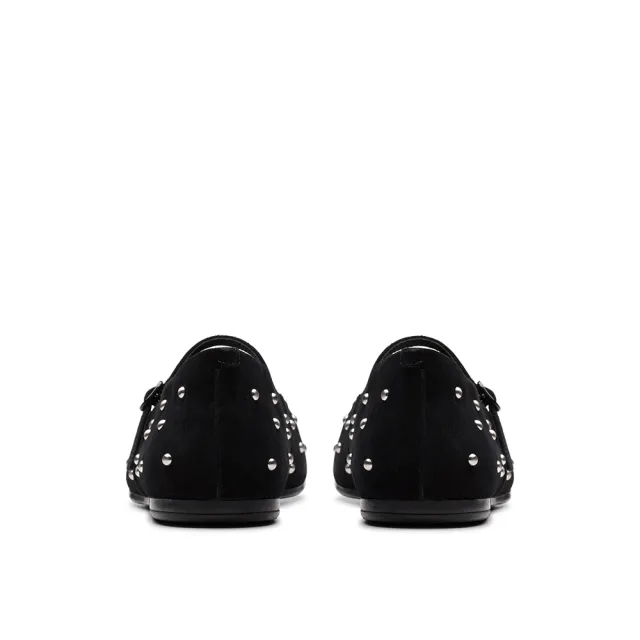 【Clarks】女鞋 -Livia Stud真皮鉚釘瑪莉珍鞋 平底鞋(黑色)(CLF84157C)