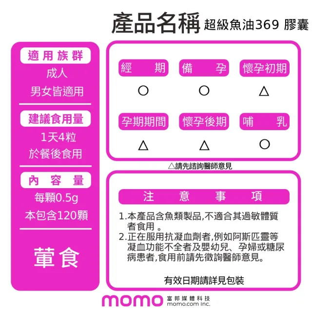 【葡萄王】超級魚油369複方軟膠囊120粒(omega369)