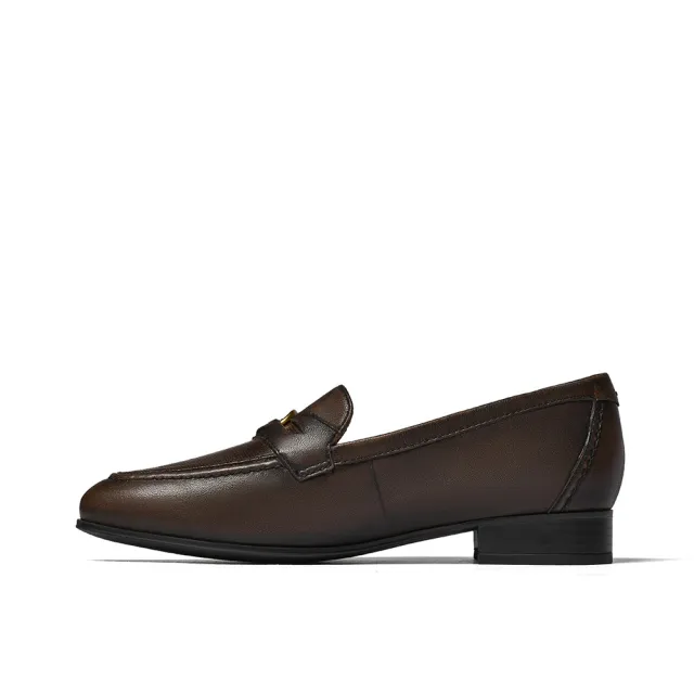 【Clarks】女鞋 Routee25 Penny 經典小圓頭金屬飾釦樂福鞋 平底鞋(CLF84913D)