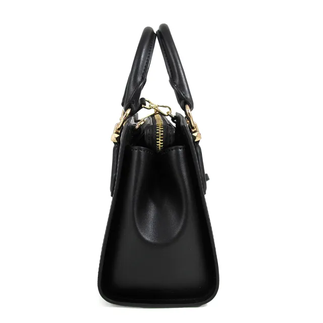 【Michael Kors】金字防刮皮革三層手提x斜背兩用包-小款 黑色