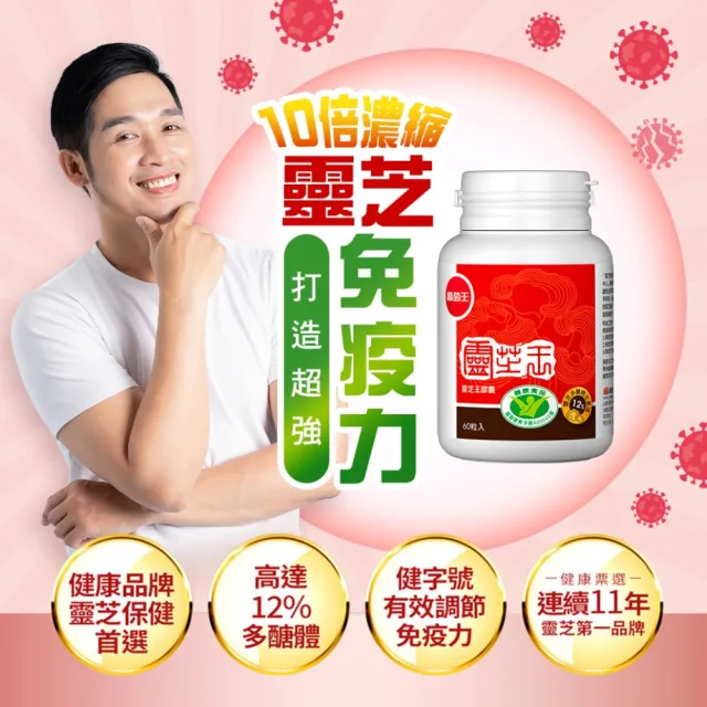 【葡萄王】認證靈芝王x6瓶 共360粒(國家調節免疫力健康食品認證 靈芝多醣 葡萄王官方)