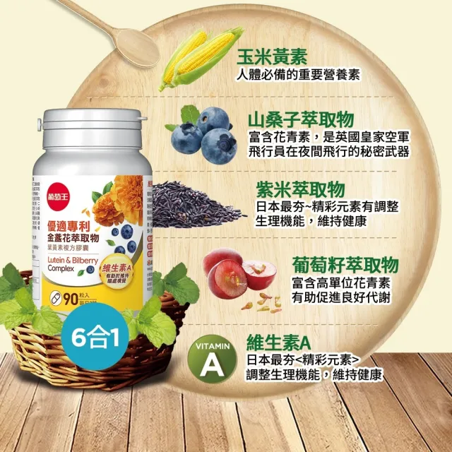 【葡萄王】優適金盞花葉黃素 x2瓶 共180粒(專利葉黃素配方 FloraGLO 山桑子 葡萄籽)