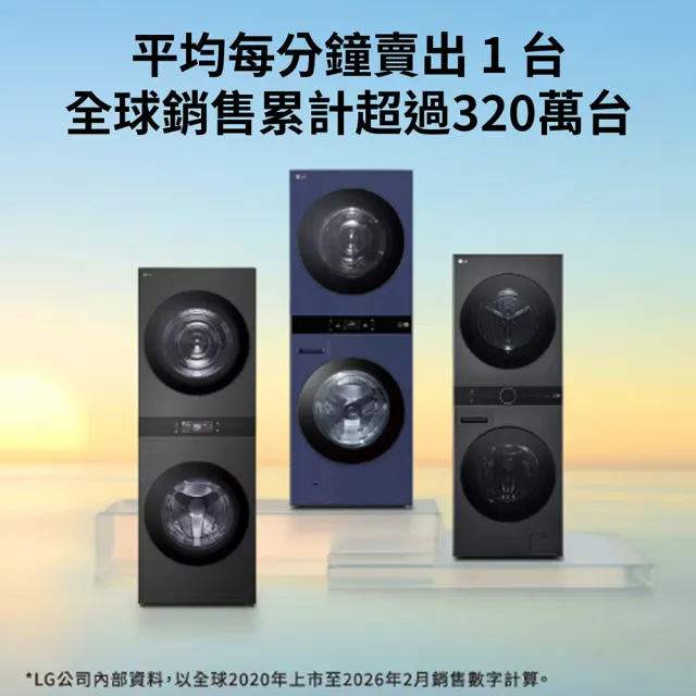 【LG 樂金】家電快配18公斤+18公斤◆ WashTower AI 智控洗乾衣機◆黑色(WD-S1818PB)