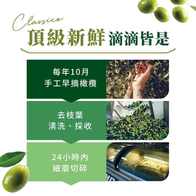 【Monini】莫尼尼濃郁果香特級初榨橄欖油500mlx3瓶 (可生飲/出廠酸價0.23%/2026冬奧官方橄欖油)