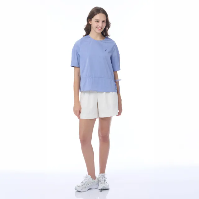 【NAUTICA】官方旗艦 女裝 澎袖寬版短袖上衣-藍色