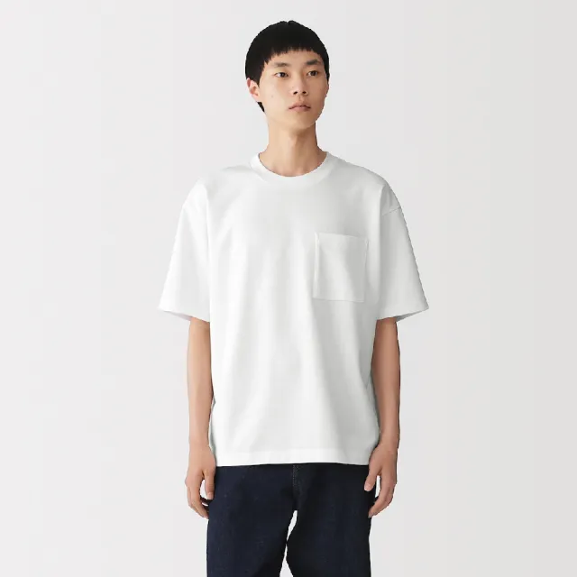 【MUJI 無印良品】男涼感寬版短袖T恤(白色/淺灰/灰白/黑色/煙燻綠/煙燻藍)