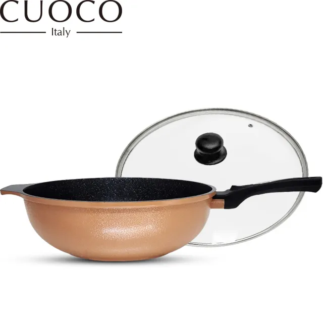 【CUOCO】第2代厚鈦晶岩不沾鍋大寶鍋組34cm附蓋(鈦加量升級版)