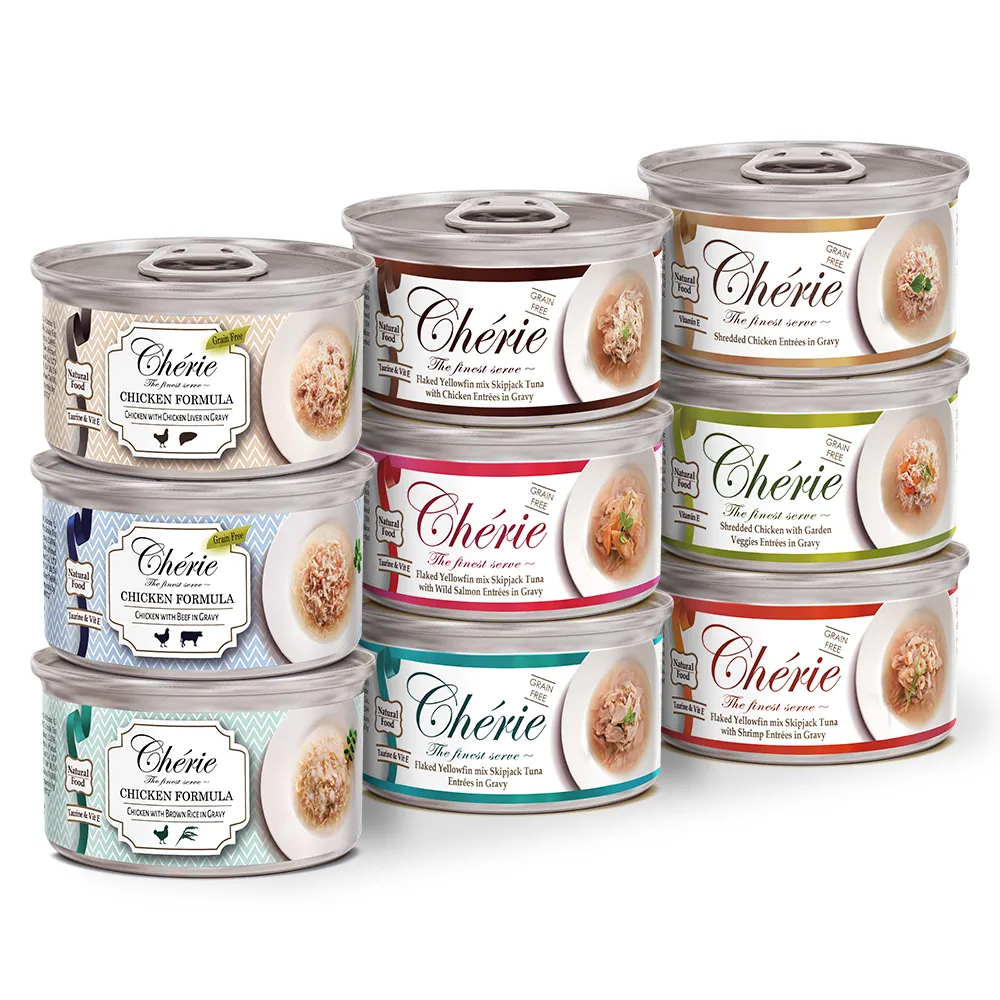 【Cherie 法麗】特惠兩箱組-招牌微湯汁系列貓罐80g 24罐x2箱(九種口味任選 副食 全齡貓)