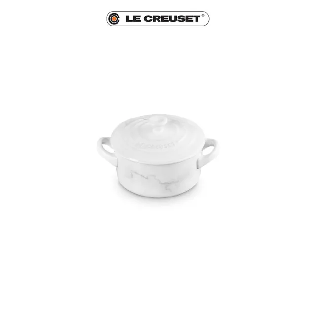 【Le Creuset】瓷器迷你圓烤盅(典雅石紋/雪花白)
