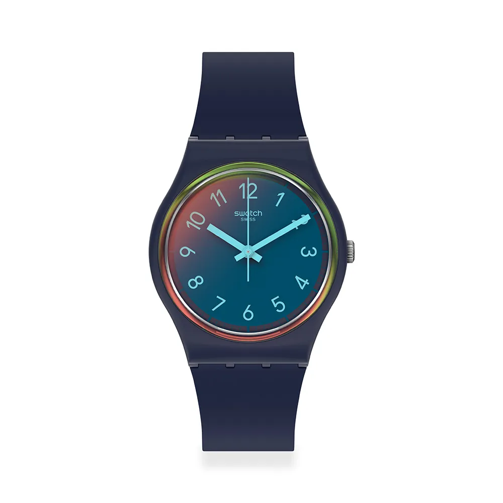 【SWATCH】LA NIGHT BLUE 太陽光譜折射錶盤/經典手錶/男錶/女錶/瑞士製造 SO28N110 (34mm)
