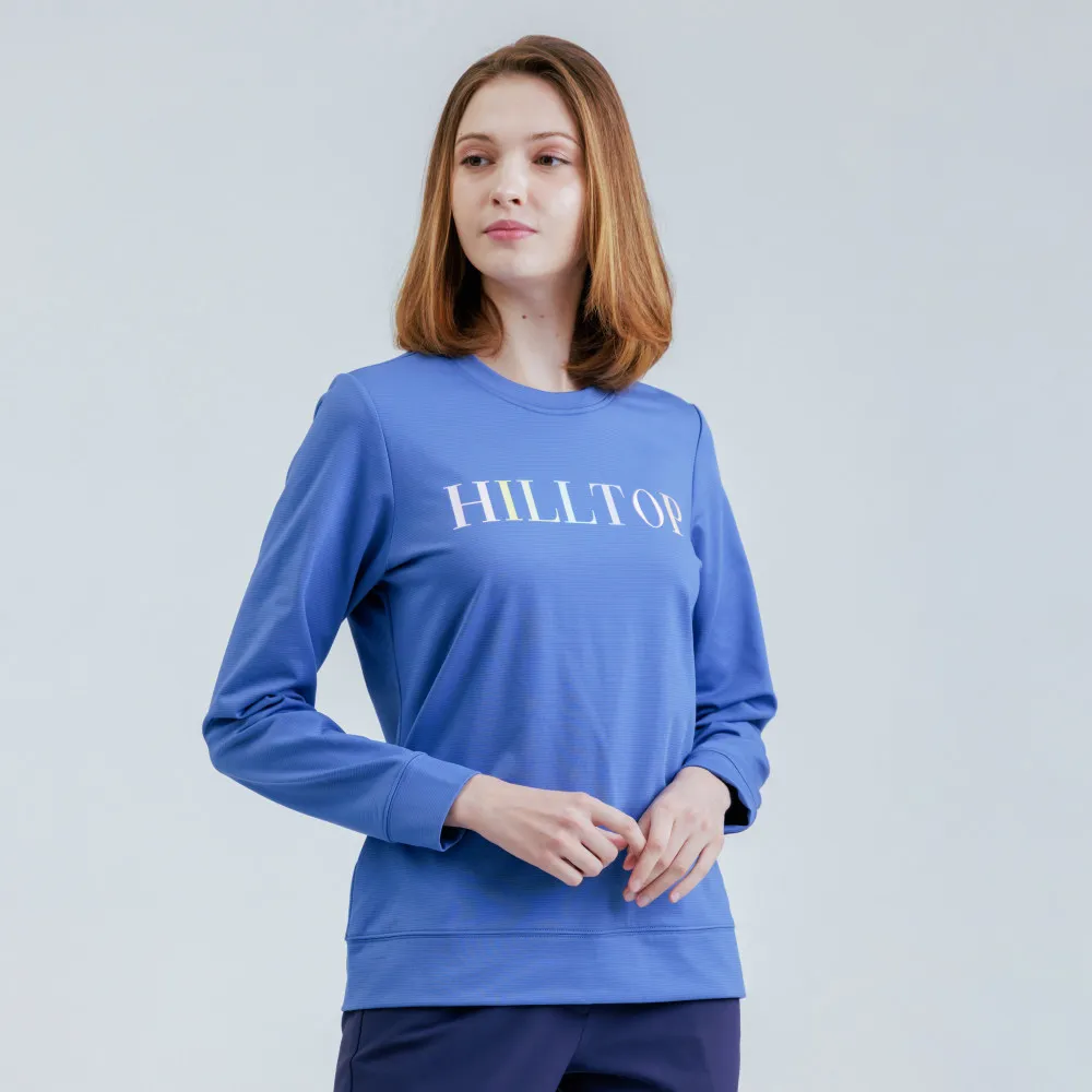 【Hilltop 山頂鳥】石墨烯POLYGIENE抗菌吸濕快乾抗UV保暖彈性印花刷毛上衣 女款 藍｜PH51XFM7ECE0