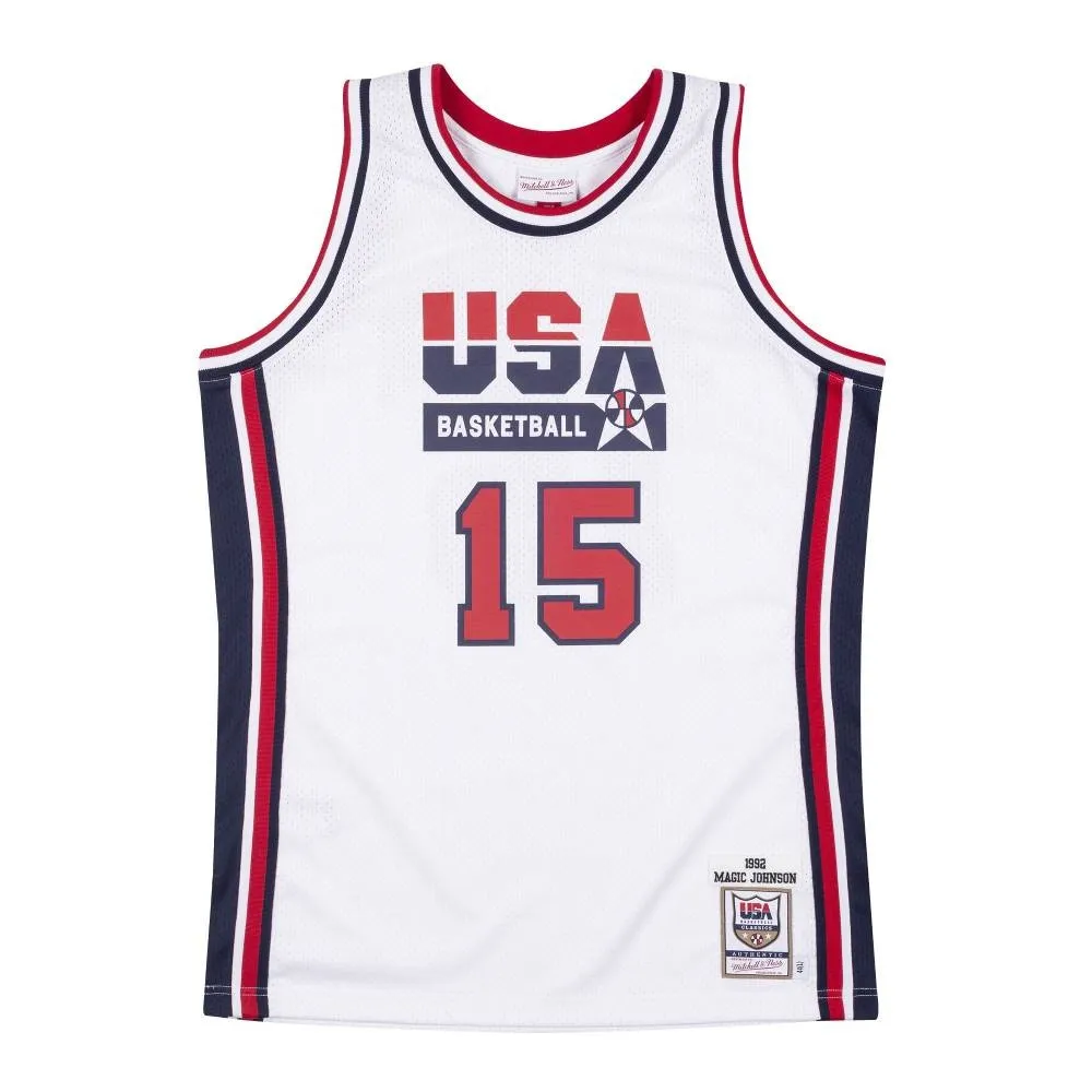 【NBA】M&N Authentic球員版復古球衣 92 Dream Team #15 Magic Johnson 白(AJY4AC19088-USAWHIT92EJH)