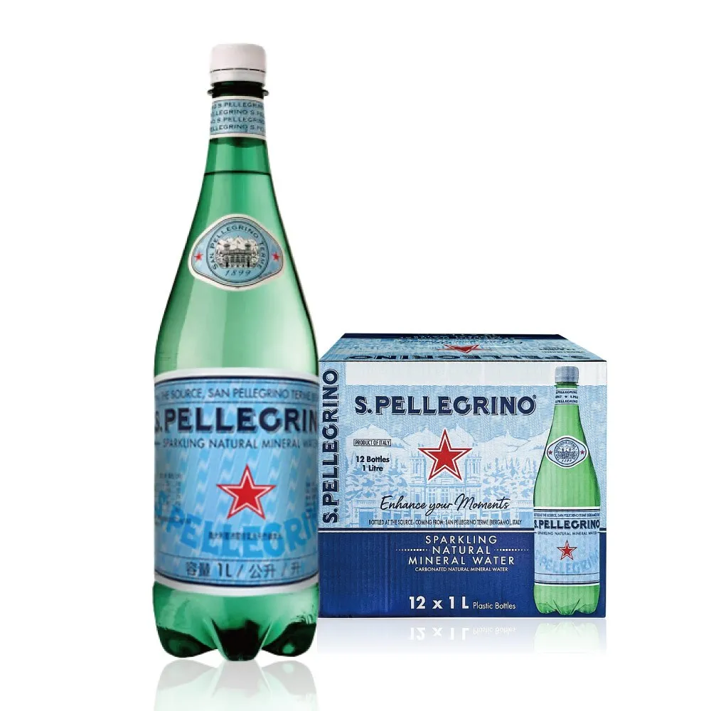【S.Pellegrino 聖沛黎洛】即期良品 天然氣泡礦泉水寶特瓶裝1000mlx12瓶/箱