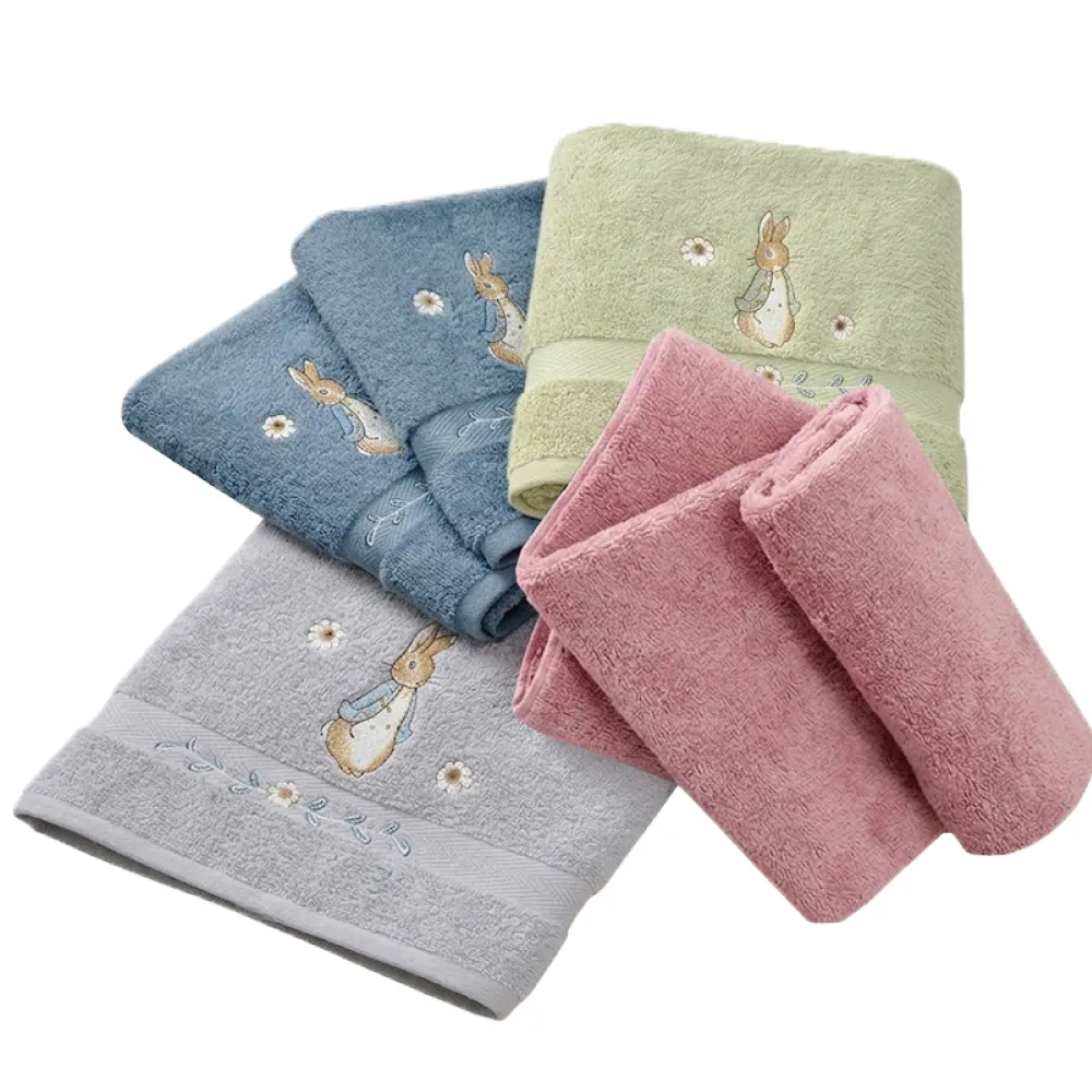 【PETER RABBIT 比得兔】2件組-V&A純棉高支紗歐洲色系浴巾PR1251(品牌大廠.雙色組.微笑標章)