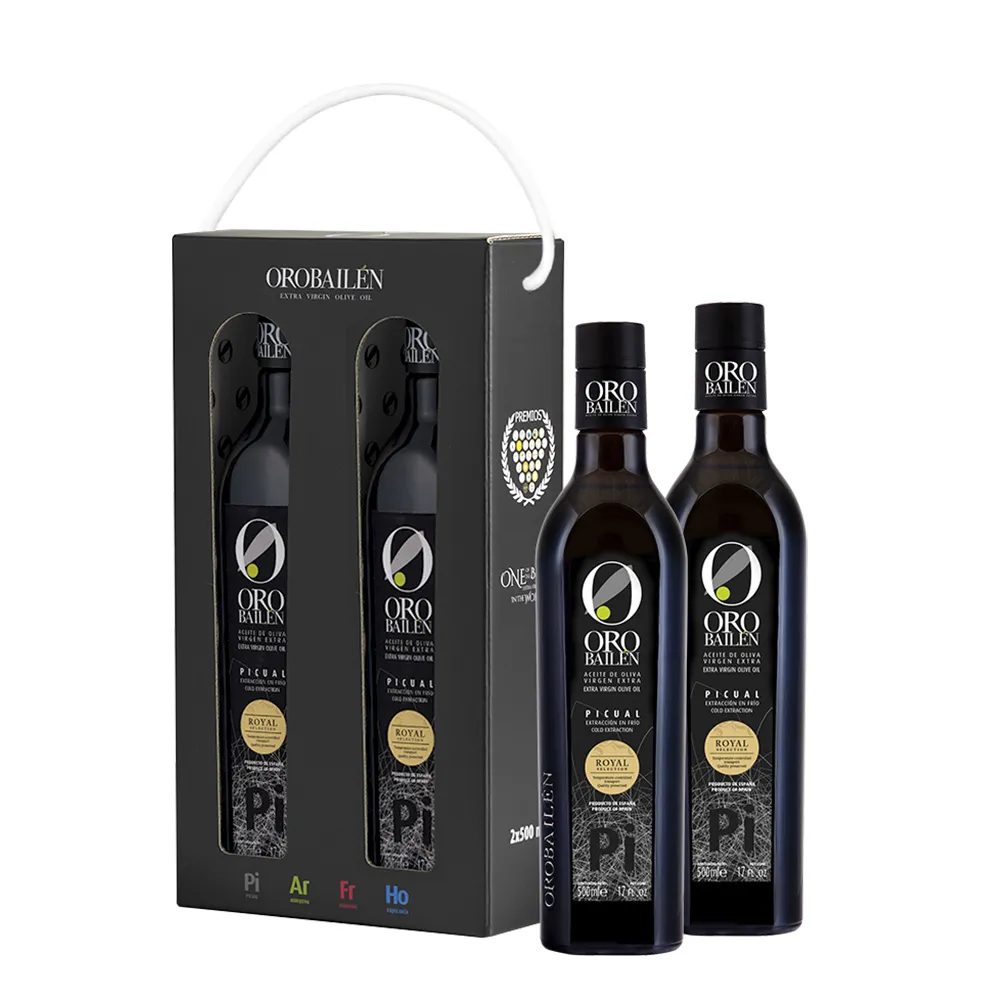 【Oro Bailen 皇嘉】皇室御用雙入提盒組(特級冷壓初榨橄欖油500mlx2入)生飲首選/低油酸/多國大獎(中秋禮盒)