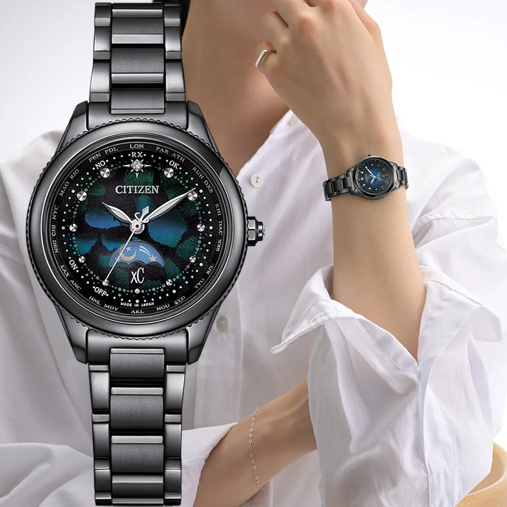 【CITIZEN 星辰】XC 宇宙幻彩 台灣限定 Hebe 田馥甄廣告款月相 電波錶(EE1008-56E) 父親節 送禮自用