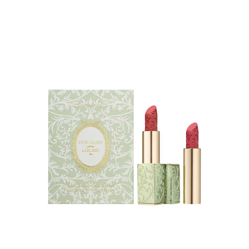 即期品【Estee Lauder 雅詩蘭黛】絕美奢潤精萃唇膏組(Laduree聯名款/唇膏#420/蕊心#599)
