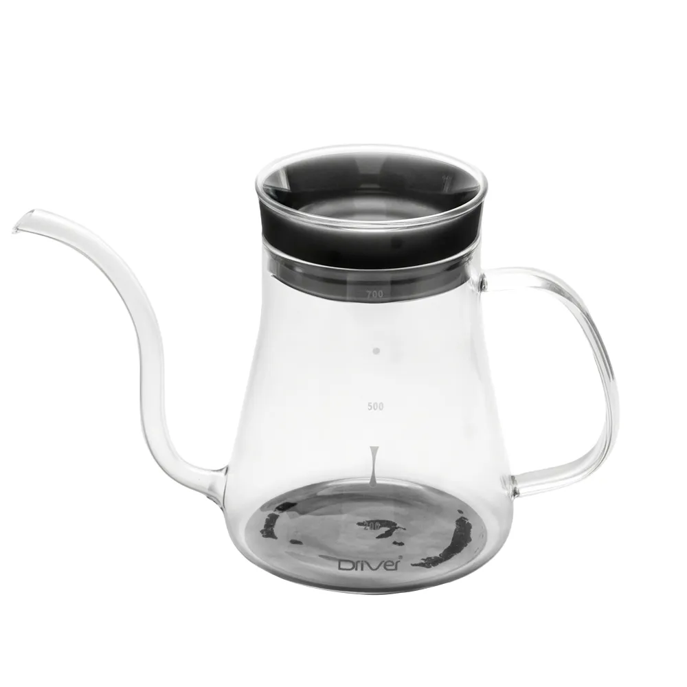 【Driver】晶透手沖壺-600ml(耐熱玻璃壺身 專利隔熱墊 細口壺 咖啡壺 咖啡器具 手沖咖啡)