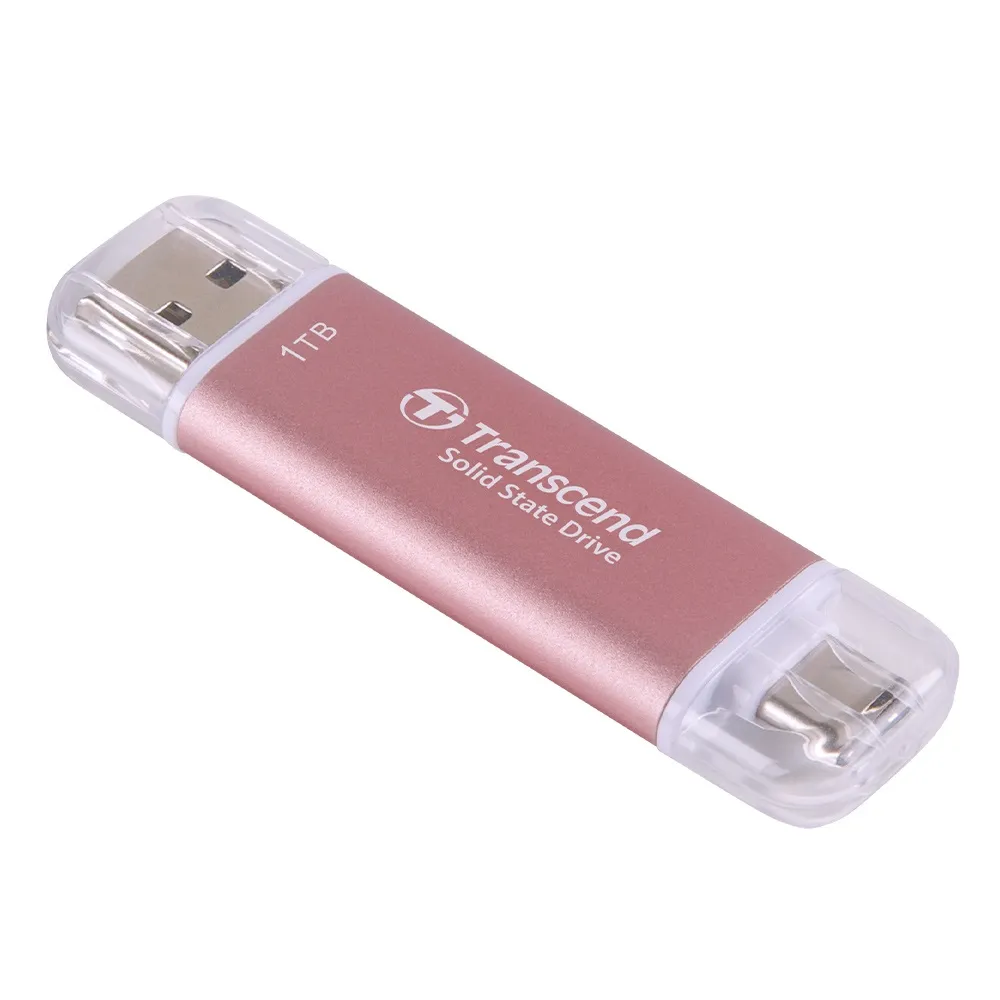 【Transcend 創見】ESD310P 1TB USB3.2 雙介面 外接SSD行動固態硬碟-櫻花粉(TS1TESD310P)