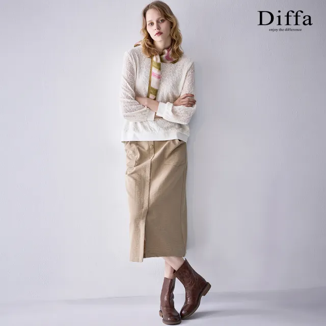 【Diffa】後腰鬆緊A字長裙-女