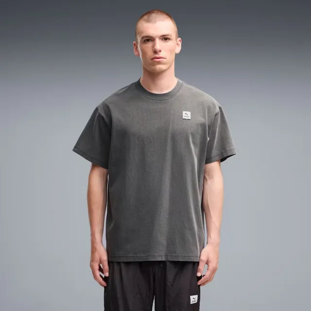 【PUMA】短袖上衣 男 訓練 慢跑 歐規 SAYSKY Team 灰黑 52901599