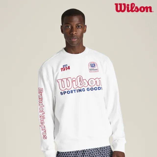 【WILSON】Playstate Crew Sweatshirt BRWH/Varsity Red 男款 服飾 大學T 白色 WN00049W001001