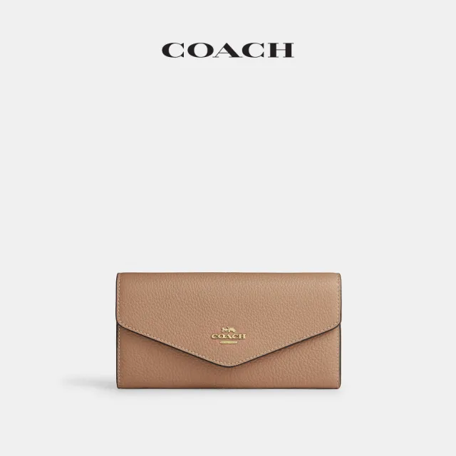 【COACH】蔻馳官方直營 信封型皮夾 錢包-IM/灰褐色(CFX24)