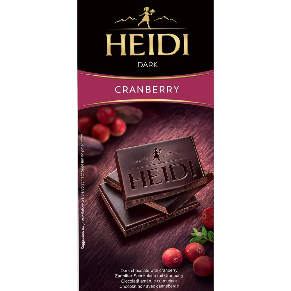 即期品【HEIDI 赫蒂】蔓越莓黑巧克力80g