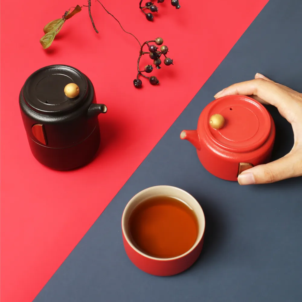 【LohasPottery 陸寶】凝月隨手泡 一壺一杯攜行袋(杯壺組 茶器套裝組)