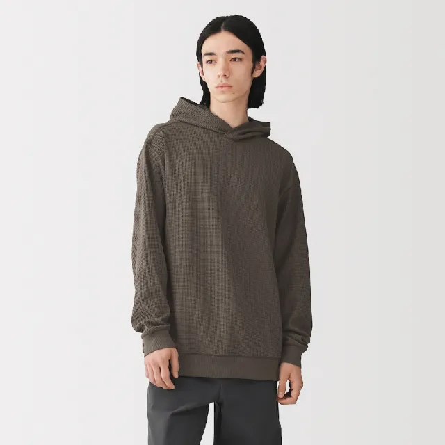 【MUJI 無印良品】男鬆餅紋連帽上衣(柔白/淺灰/黑色/深摩卡棕)