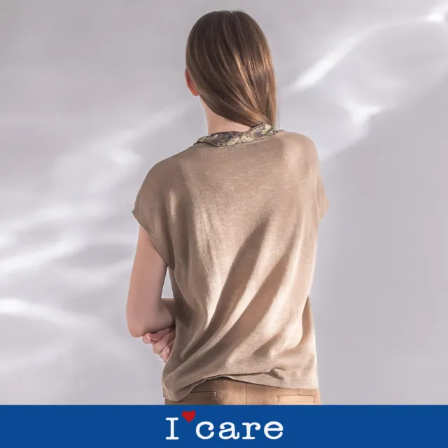 【I’Care 依卡】現貨-絲巾綁帶滾邊針織背心上衣（F）｜針織背心 背心穿搭 女上衣