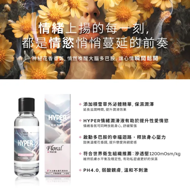 【HYPER HYPE UP】多巴胺胞外體情緒潤滑液 130ml(熱情玫瑰 神秘花香 真愛薰衣草)