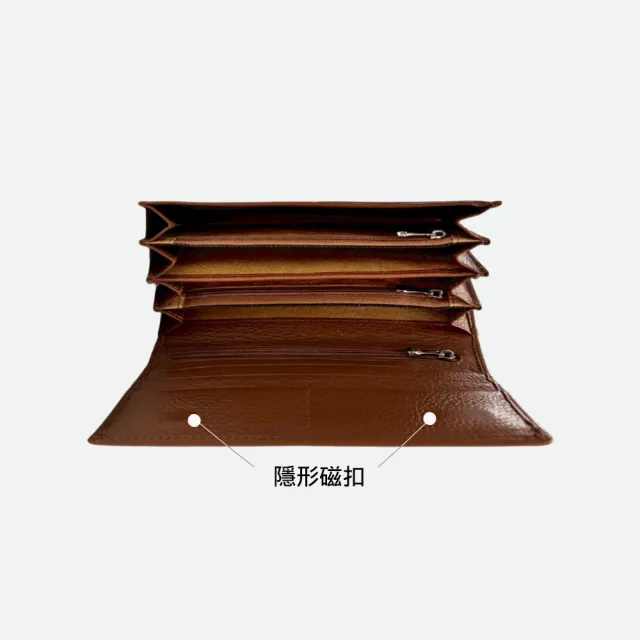 【LN 精品皮件】雙11 頭層牛皮 開合隱形磁釦 真皮長夾 真皮皮夾 女夾 (附禮品包裝)