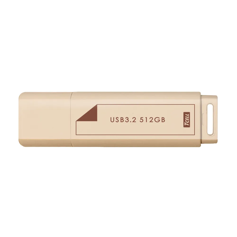 【TCELL 冠元】USB3.2 Gen1 512GB 文具風隨身碟(奶茶色)