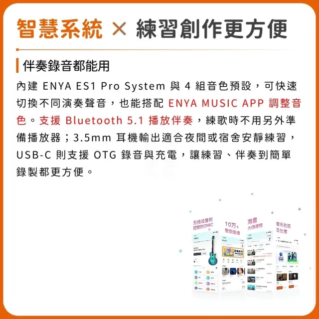 【Enya】Nova Go Sonic 智能電吉他 初音未來聯名款／碳感新琴型（錄音 演出 新手 動漫 充電 碳纖維）