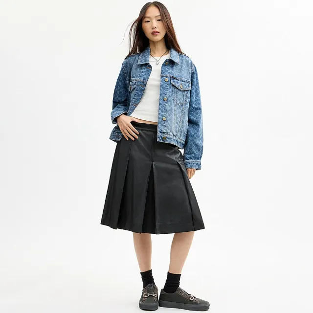 【COACH】蔻馳官方直營 經典 SIGNATURE 丹寧 TRUCKER 夾克-冷泉色(CFB44)