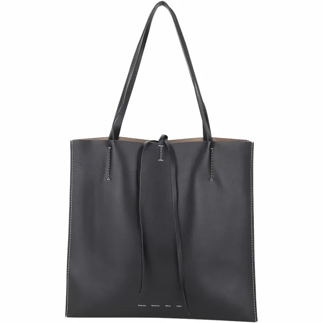 【Proenza Schouler】PS1 Twin 大款 撞色小牛皮肩背托特包(黑x芥末黃 側背包 通勤包 LOEWE設計總監品牌)