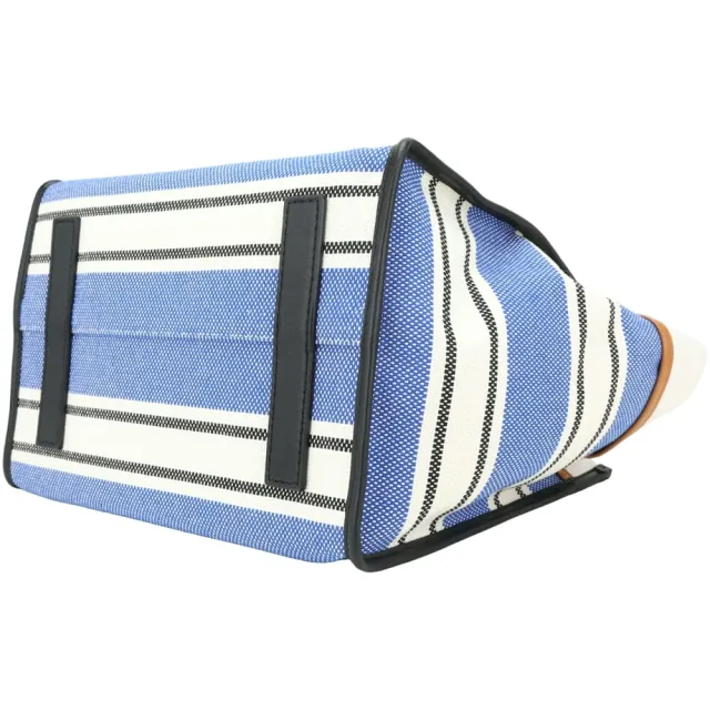 【Proenza Schouler】PS1 Morris L 撞色條紋帆布 肩背托特包(黑x藍 通勤包 LOEWE設計總監品牌)