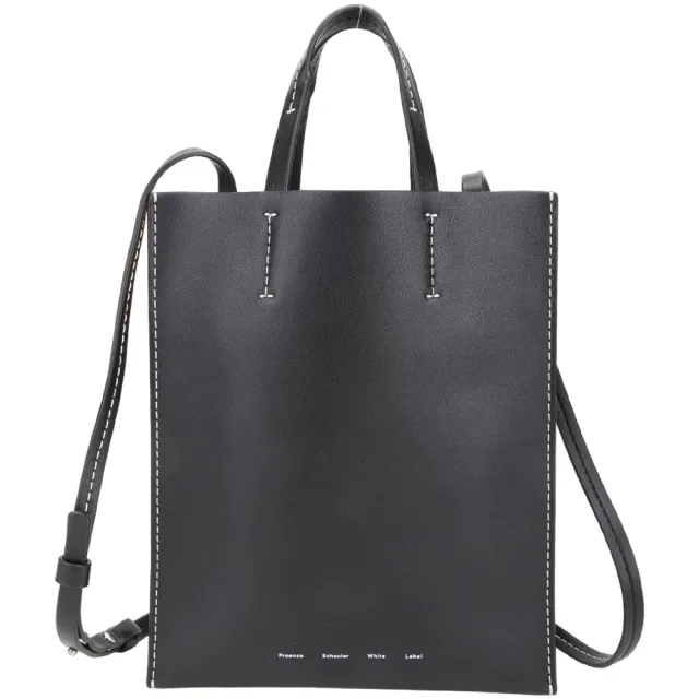 【Proenza Schouler】PS1 Twin 雙面撞色小牛皮 手提/斜背托特包(黑色x芥末黃 兩用包 LOEWE設計總監品牌)