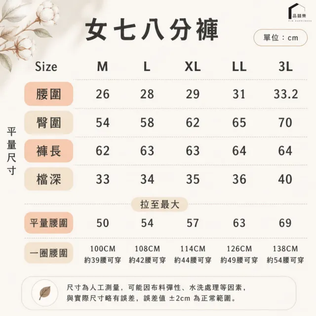 【PIN HAPPINESS】台灣製純棉女七分碎花居家褲(中老年樂齡銀髮半長褲)