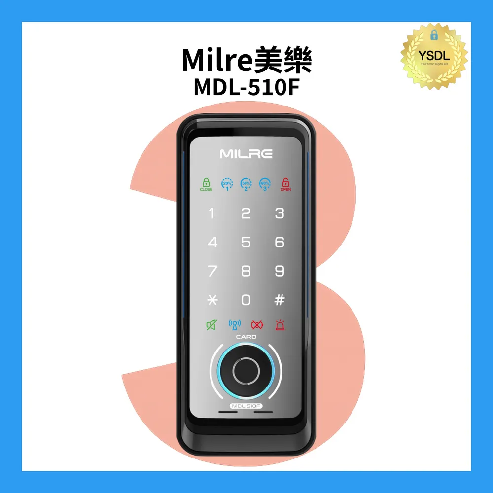 【Milre 美樂】MDL-510F 三合一輔助型電子鎖 密碼/指紋/卡片(附基本安裝)