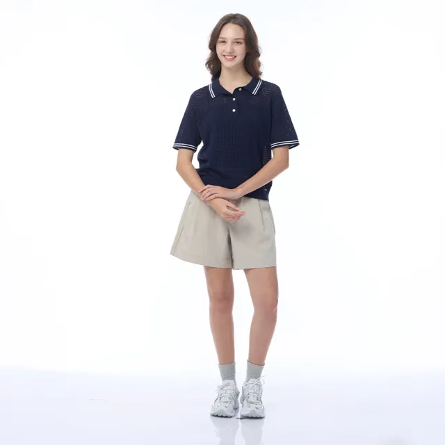 【NAUTICA】官方旗艦 女裝 高腰打褶休閒短褲-卡其色