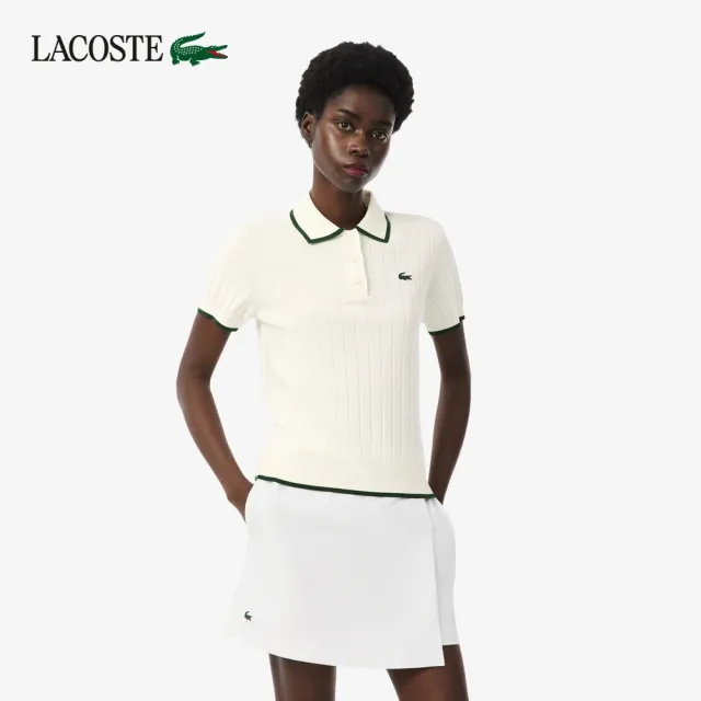 【LACOSTE】女款-短袖Polo領高爾夫球衫(白色)